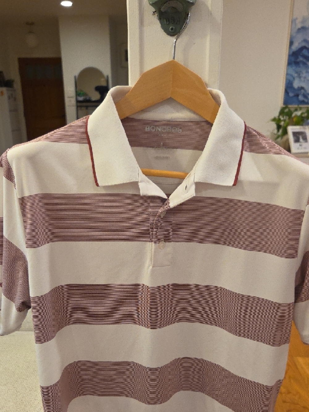 Bonobos Men's Slim Fit Short Sleeve Striped Golf Polo in White and Mauve (M)